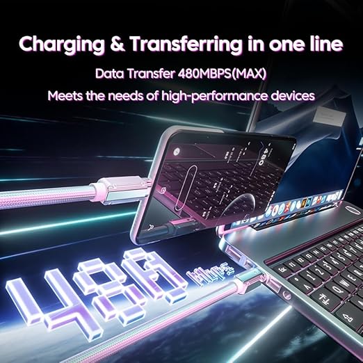 Light Up USB C Cable C to C Fast Phone Lanyard 65W Type C to C Charger Cable Led Light Nylon Braided USB C to C Charger Cord Data Transfer for iPhone 15/16 Series, Samsung Galaxy S24 S23 S22 39inches