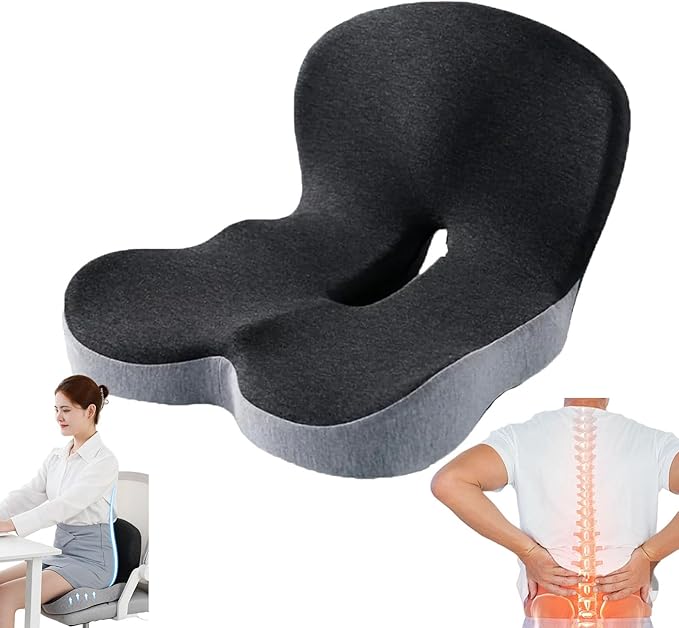 hwqsad 2-in-1 Back and Seat Cushion with Lumbar Support, Ergonomic Memory Foam Seat Cushion,Non Slip Breathable, No Flattening,for Office Chairs/Car/Long Trip/Desk Chair/Gaming (Dark Gray)