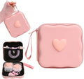 Charger Cover Storage Bag, Lovely 3D Love Heart Waves Design Charger Protector Travel Storage Case, Earphone Wire Saver Cable Cord Organizer Wireless Earphone Storage Box, Pink Love