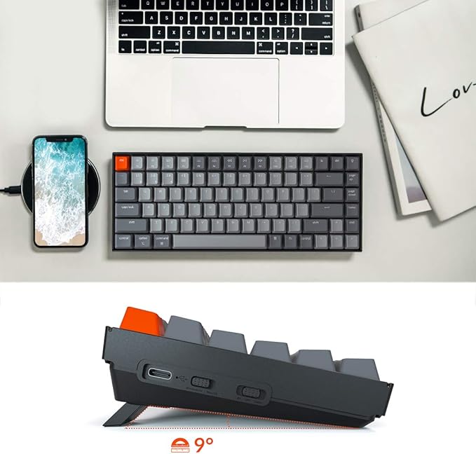 Keychron K2 75% Layout RGB Bluetooth Wireless Mechanical Keyboard with Keychron Super Red Switch/Anti Ghosting/N-Key Rollover, Compact 84 Keys USB Wired Gaming Keyboard for Mac Windows-Version 2