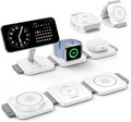 JARGO 3 in 1 Wireless Charging Station for Apple Devices, Foldable iPhone Charging Station for iPhone 17/16/15/14/13/12, Apple Watch & AirPods with Magsafe, Travel Essentials Wireless Charger (White)
