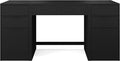 Martha Stewart Kayden Home Office Modular Desk with Drawer and Dual 3 Drawer File Cabinets in Black with Oil Rubbed Bronze Hardware