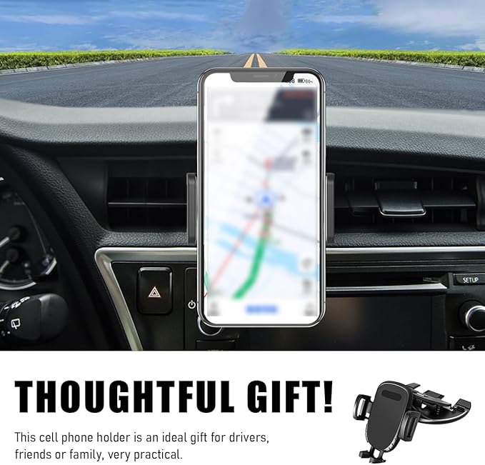 Car Phone Holder for CD Slot, Magnetic or One Button Release Hands Free Car Phone Holder, Silicone Pad Protection and 360° Rotation Cell Phone Mount, Car Accessories