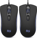 Rii Wired Mouse, Computer Mouse with Blue Backlit,Comfortable Grip Ergonomic Optical,USB Wired Mice Support Windows PC, Laptop,Desktop,Notebook,Chromebook (2PACK)