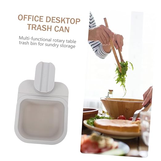 VANZACK Rotating Storage Box Slim Trash Bin Mini Desktop Trash Can Cubbies Storage Clipping Garbage Can Abs Material Safe Tasteless