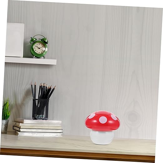 PRETYZOOM Slim Trash Can Lid Desktop Recycle Bin Countertop for Office Home Kitchen Cute Mushroom Shape Trash Can