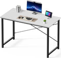 OLIXIS 47 Inch Computer Office Desk for Small Spaces, Writing Gaming Work Desk Modern Study Table with Metal Frame Home Bedroom, White