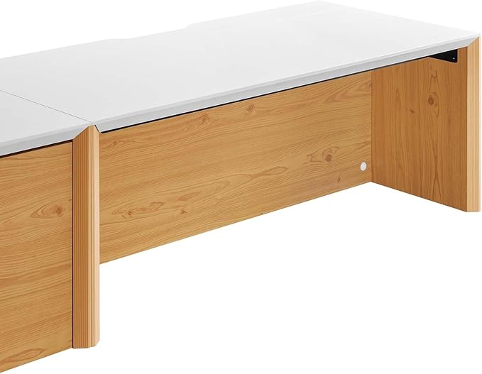 Modway EEI-6311-WHI-NAT Kinetic 38" Wall-Mount Office Desk with Cabinet and Shelf, White Natural