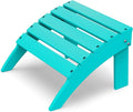 IVY&LANE Outdoor Adirondack Ottoman | Folding | HDPE | Aqua | All Weather | Waterproof Patio Footrest for Adirondack Chair | Poly Lumber Foot Rest for Deck Backyard