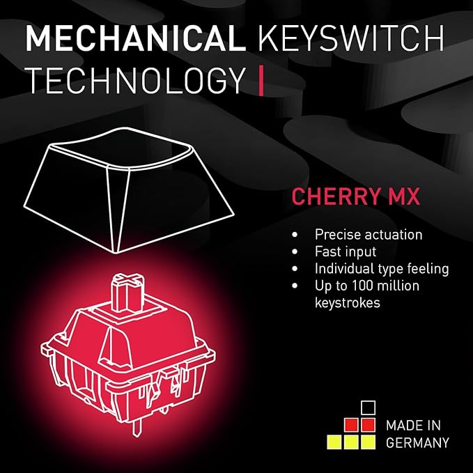CHERRY MX Board 3.0 S Wired Mechanical Keyboard Aluminum Housing MX Red Silent Switches for Gaming and Office, Black (Renewed)