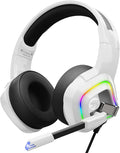 ZIUMIER White Gaming Headset for PC, PS4, PS5, Xbox One, Xbox Series S/X, Switch, Noise Canceling Microphone, Stereo Surround Sound, 3.5mm Wired Gaming Headphones