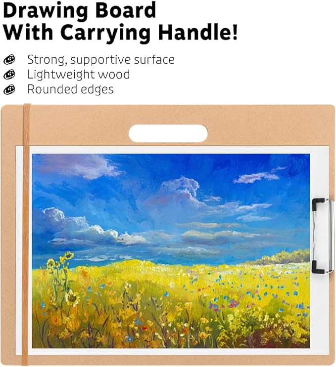 Sketch Board - 13" x 17" Portable Art Portable Drawing Board with Handle, Pack of 2