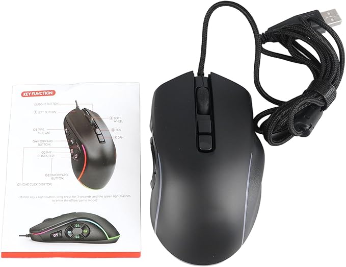 Sanpyl Wired Gaming Mouse with 10 Programmable Side Buttons, 800-7200DPI 6 Adjustable DPI Shortcut Mouse, Office Gaming Multi Mode Adjustable Backlight Braided Wire Mouse (Black), Sanpylyknopdfqcw-11