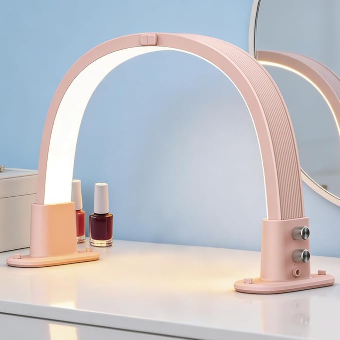SLYFTE Professional Quality Mini Half Moon Light for Nail Desk, Personal Arch Light for Home Use, Nail Tech Lamp Perfect for At-Home Manicures (Pink)