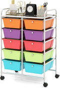 Moccha 10-Drawer Rolling Storage Cart - Storage Drawers Organizer with wheels for Craft Art Supply Paper Salon, Scrapbook Paper Tools, Under Desk Cabinet on Wheels for Classroom Office Home School