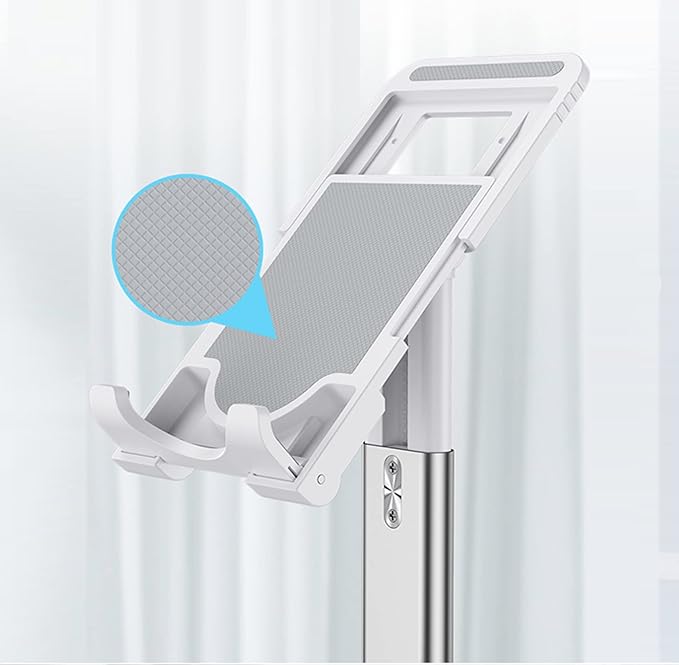 Cell Phone Tablet Stand Mount Fully Foldable Dock Holder Cradle Charger Station Desk Room Office School Kitchen Travel Portable Adjustable Multi-Angle Non-Slip Durable Stable (White)