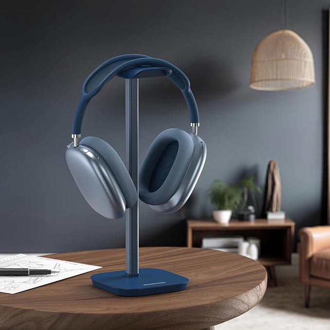 Headphone Stand, Desktop Headset Holder Heavy Base Desk Earphone Stand Aluminum Gaming Headset Hanger Rack for AirPods Max, AirPods, AirPods Pro, Sony, Beats, Bose, Razer and More(Blue)
