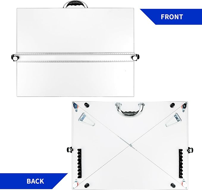 A2 Drawing Board Portable Drafting Board 24 x 18 Inches Drafting Table with Parallel Bar, Angle Adjustable Measuring System Angle Parallel Drawing Board
