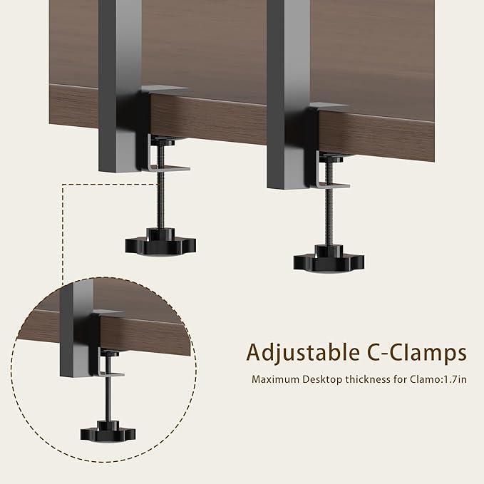 Aetheris Clamp On Desk Shelf, 3-Tier Adjustable Desk Storage Shelf, Wood Desktop Bookshelf, Desk Shelves Organizer for Offices, Study Rooms, and Game Rooms, Black