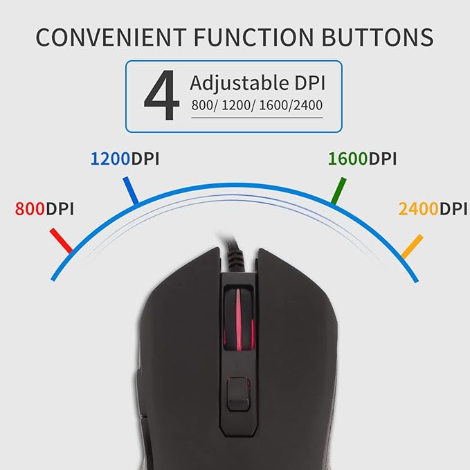 IULONEE USB Type C Wired Mouse,Silent Computer Mouse Optical Gaming Mice Ergonomic 7 LED Backlight 2400 DPI 6 Buttons for Office Home Windows PC,Laptop,Desktop,Notebook,MacBook (Type-C Black)