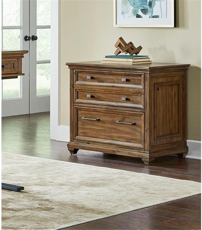 Pemberly Row Set of 3 Fully Assembled Executive Desk & Filing Cabinet & Bookcase