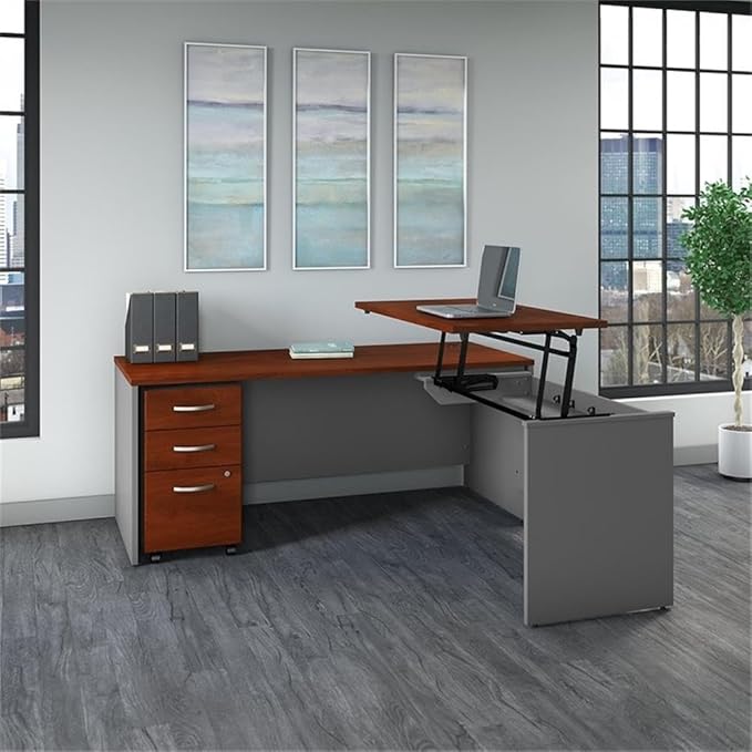 Bush Business Furniture Series C Office Desk with Mobile File Cabinet, 48W x 30D, Hansen Cherry