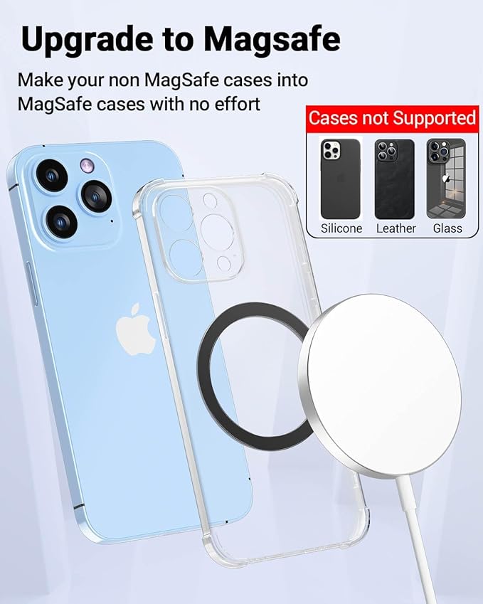 KALAPOP for Magsafe Ring - 10 PCS, Ultra-Thin(0.4mm) Magsafe Sticker, Compatible with iPhone 17/Air/16/15/14/13/12 Series, Samsung Galaxy, Google Pixel Series Black