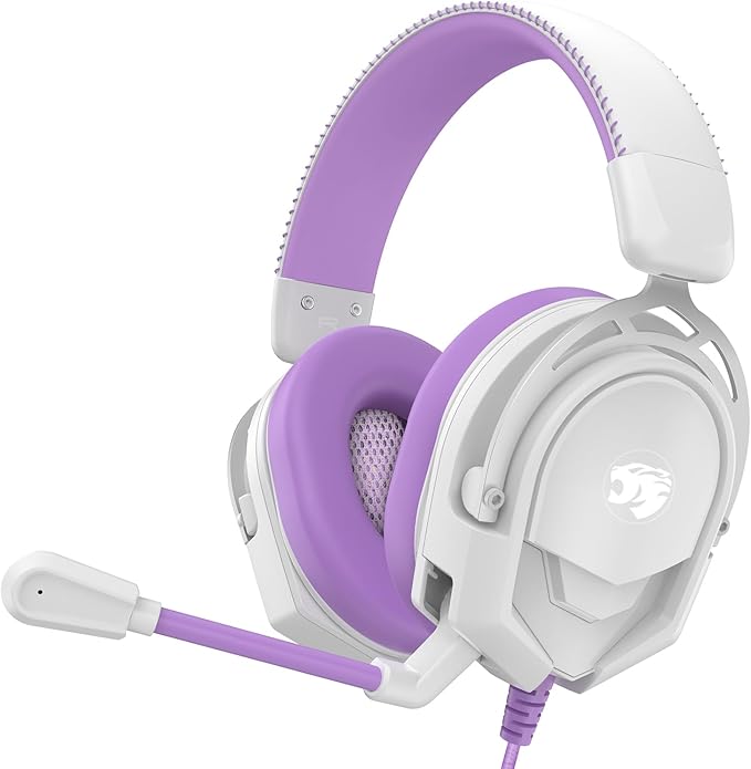 IMYB A88 Gaming Headset with Mic for Ps5, Pc, Xbox One Series X/s, Ps4, Switch, Stereo Wired Noise Cancelling Headphones with Microphone for Computer, Laptop, Mac, Nintendo, Games (Purple)