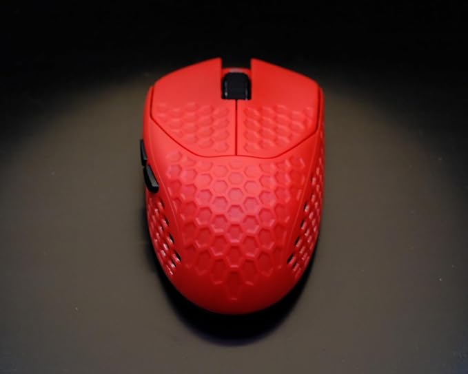 GWolves HTR Lightweight Wireless Fingertip Grip Gaming Mouse,~28Gram,8K-Report,Low Latency,PAW3395 26,000CPI,Nrf52840 CPU,6 Programmable Btns,On-Board Memory,PC/Mac and Laptop (Honeycomb, Red)
