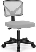 Sweetcrispy Small Desk Chair, Ergonomic Low-Back Mesh Rolling Work Swivel Chairs with Wheels, Armless Comfortable Seat Lumbar Support for Home, Bedroom, Study, Student, Adults, Grey