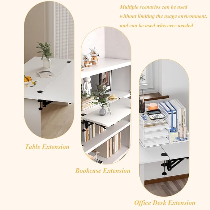 Under Desk Keyboard Tray Support Bracket Adjustable Desktop Extension Board Stand Clamp-on Keyboard Holder Arm Rest Tray Extension Plate Support Rack for Desk, NO Board/Tray, 1 Set (Style02-White)