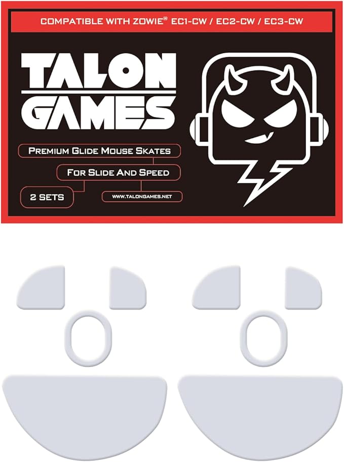2Sets of TALONGAMES Rounded Curved Edges Mouse Feet Skates Compatible with Zowie EC-CW Series Gaming Mouse Feet Replacement,0.8mm,Pure PTFE Material with Super Smooth Glide Pads