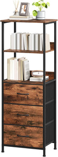 Somdot 5 Tier Bookshelf with Drawer, Tall Bookcase with Shelves, Bookshelf Desktop Organizer, Display Standing Shelf Units for Living Room, Bedroom, Study Room,Wood Grain Print