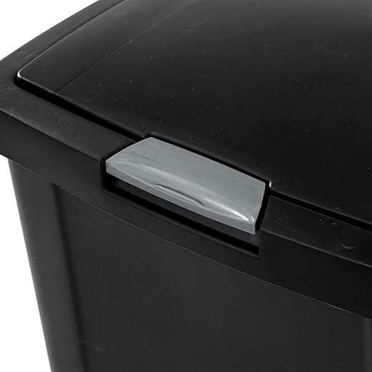 Sterilite 13 Gallon TouchTop Narrow Plastic Wastebasket with Secure Titanium Latch for Kitchen, Bathroom, and Office Use, Black (12 Pack)