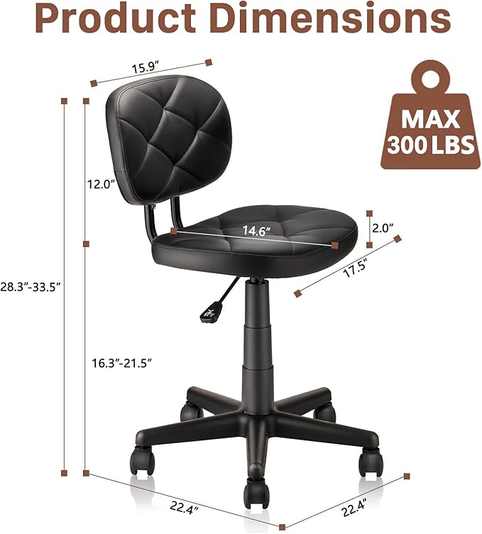 KLASIKA Leather Rolling Stools with Back Support and Wheels Adjustable Height Leather Swivel Salon Stool Chair for Office Massage Facial Medical Drafting Beauty Lab Doctor Tattoo, Black, 2 Pack