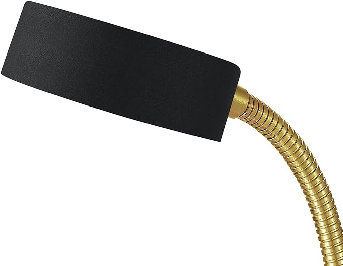 Globe Electric 30061 LED Desk Lamp, Adjustable Matte Gold Gooseneck, Black Finish, 5W Energy Star Integrated LED, 250 Lumens, 3000 Kelvin, 35 000 Hour Lifespan, in-Line On/Off Switch
