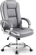 NEO Chair Office Desk Ergonomic Gaming Computer Chair High Back Adjustable PU Leather with Lumbar Support, Swivel Rolling Wheels, Executive Managerial Task Chair (Grey)