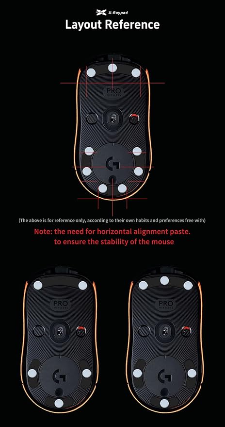 X-Raypad Obsidian Air/Pro Air Speed Mouse Skates, U-PE Universal Dot Mouse Skates Offers Excelent Wear Resistance, Speed & Control Abrasion Resistance Less Noise