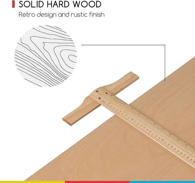 MEEDEN Wood Drafting Table & Stool Set,Artist Stool and Craft Table with Adjustable Height,Tiltable Tabletop for Artwork, Graphic Design, Reading, Writing