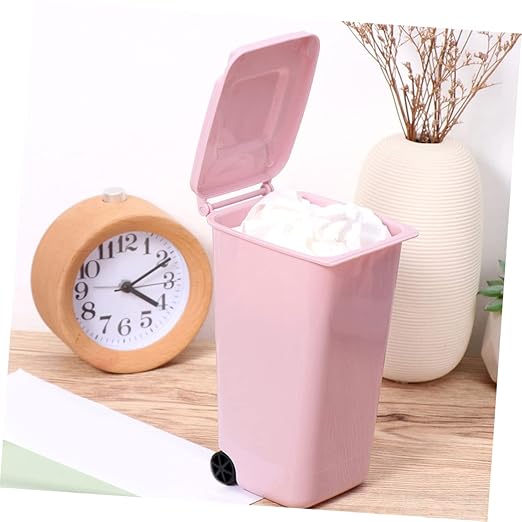 Holibanna Mini Desktop Trash Can Pen Holder Slim Garbage Can Lid Small Bin for Bedroom