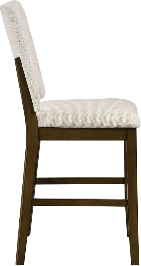 GOWE Contemporary Counter Height 5pc Dining Set Round Table with Shelf and 4X Chairs Comfort Light Beige Upholstery Dining Furniture Modern Contemporary Round Tabletop Table Base with Built-in Shelf