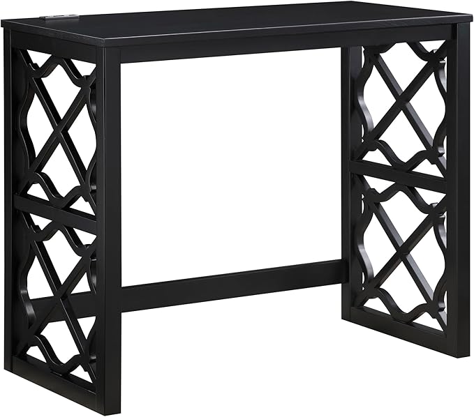 Lexicon Space-Saving Home Office Wood Desk Set, Modern Makeup Vanity Desk with Padded Vanity Stool, USB Charging Port, Nesting Table, Rolling Small Computer Table for Writing/Study/Bedroom, Black
