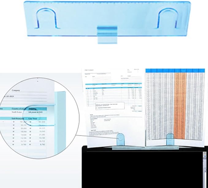 Monitor Document Paper Holder for Laptops & Desk Monitors, Clip-On, Plastic, Transparent Gray, 4 Sheets Capacity, Modern Style