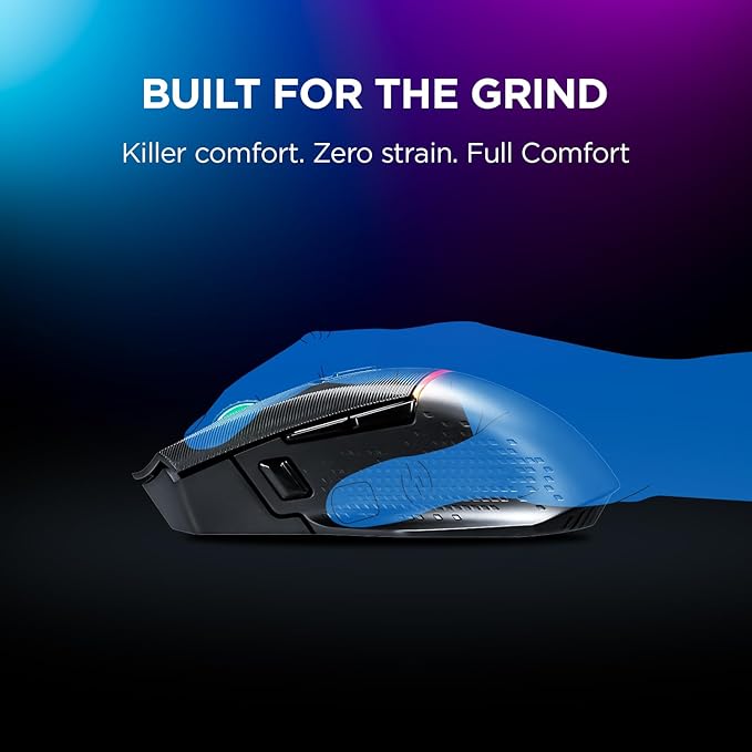 Rampage M3 Wireless Gaming Mouse. 10000 DPI, Tri Mode USB C, Bluetooth, 2.4GHz. 55 hr Battery Life RGB Mouse Designed for Mouse Gamers - Black.