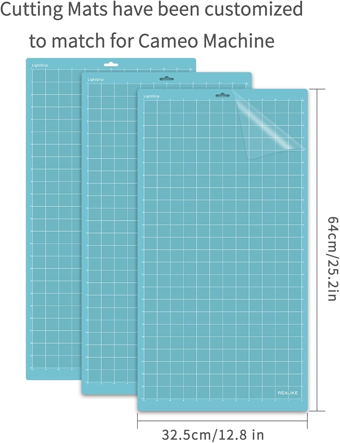 REALIKE LightGrip Cutting Mat for Silhouette Cameo 5/4/3/2/1(3 Mats,12x24 inch) Blue Light Adhesive Cricket Cut Mats Replacement Accessories for Silhouette Cameo