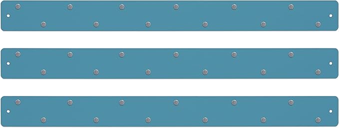 Three by Three Seattle Large Magnetic Strip Bulletin Board (3-Pack) – 28″ × 2.5″ Metal Magnetic Display Board with 12 Neodymium Magnets Each (Sky Blue)