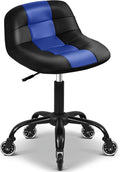 Rolling Shop Stool with Wheels, Rolling Stool with Back Support, 360° Swive Garage Chair, Height Adjustable Chair 330lb Heavy Duty for Spa Salon Massage Home Office Tattoo(Blue)