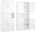 Ckzbx Pantry Cabinet 61" H Metal Kitchen Cabinet with 4 Doors, Bathroom Cabinets, 2 Adjustable Shelves for Kitchen, Home Office, Living Room, Dinning Room (White)
