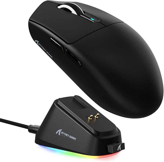 MAMBASNAKE ATTACK SHARK G3PRO Wireless Gaming Mouse,Tri-Mode,Bluetooth/2.4G/USB,59g Ultra Lightweight,25K DPI,100M Clicks Switches,RGB Magnetic Charging Dock,PAW3311 Sensor,BK52820 Chip-Black