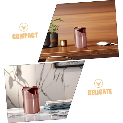 Luxshiny Bathroom Trash Can Lid Mini Can Press Lid Countertop Garbage Bin Tiny Waste Basket Rustic Decorative Storage Bin